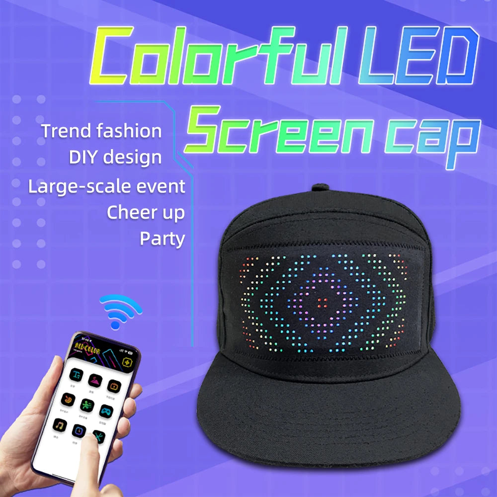 🔥Last Day 50% OFF🔥 LED Party Hat -USB Charging, Multi-Language APP Control DIY Editing Light Up Hat - Party Club  Bar Nightclub