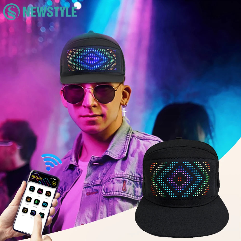 🔥Last Day 50% OFF🔥 LED Party Hat -USB Charging, Multi-Language APP Control DIY Editing Light Up Hat - Party Club  Bar Nightclub